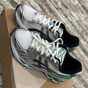 Green and white ASICS gel Kayano 14